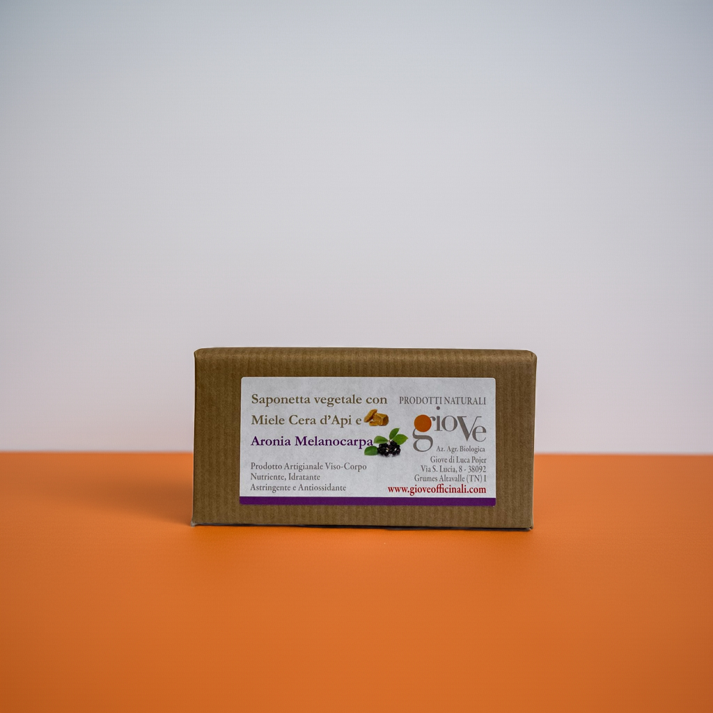 Giove Officinali - Sapone artigianale al Miele, Cera d’Api e Aronia Melanocarpa 100 g
