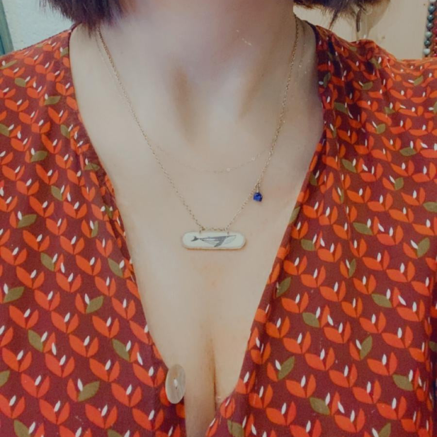 Collana con balena in acciaio inossidabile