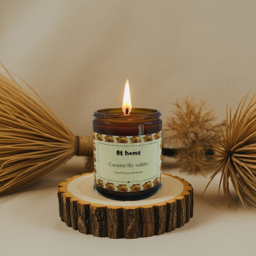 Candela Artigianale in Cera Naturale – Caramello salato