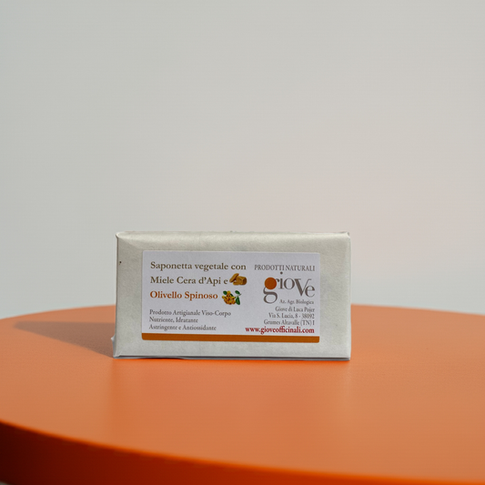 Giove Officinali - Saponetta Vegetale con Miele, Cera d’Api e Olivello Spinoso 100 g