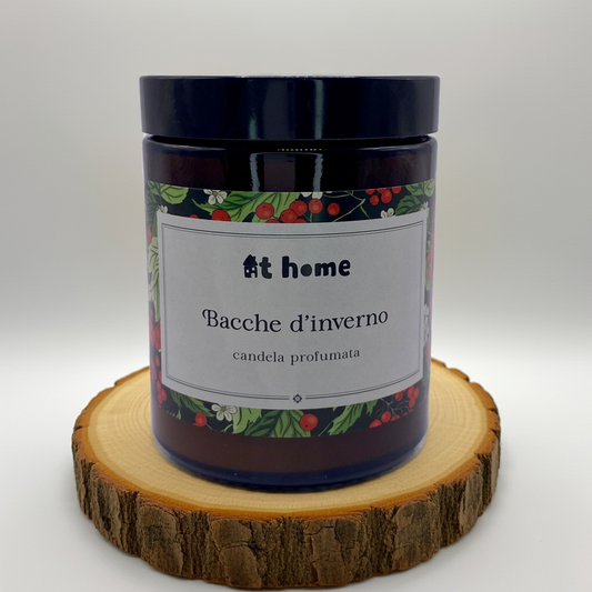 Candela Artigianale in Cera Naturale – Bacche d'Inverno
