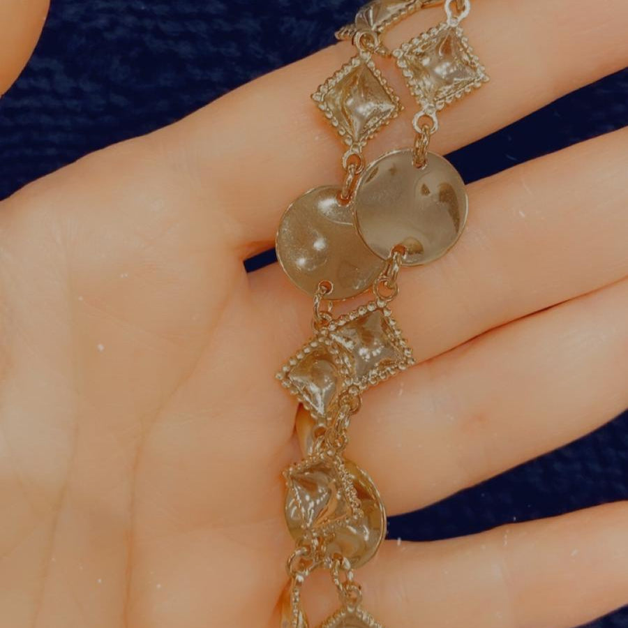 Collana a motivi romboidali in acciaio inossidabile color oro